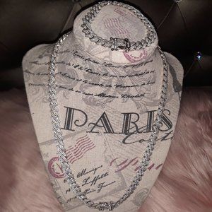 925 k Silver Cz chain and bracelet